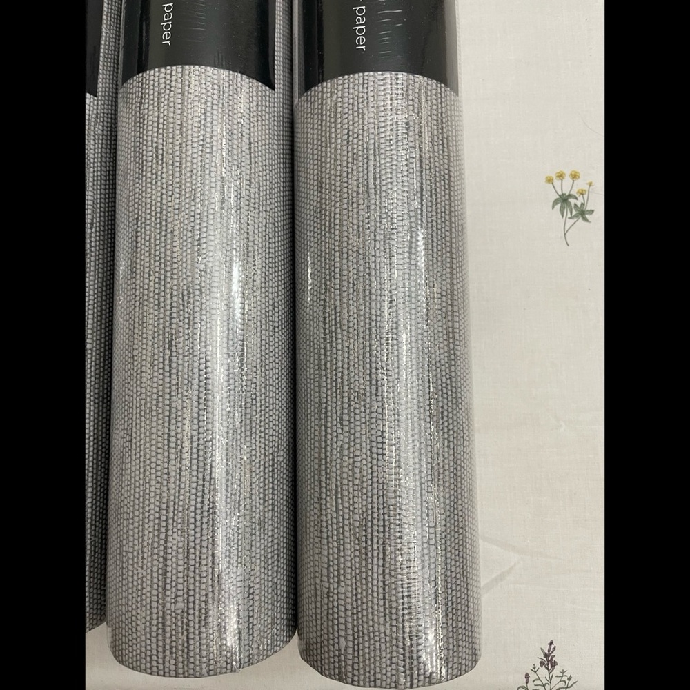 🩶Fine Decor Gray Grasscloth Vinyl Textured Wallpaper-3PK🩶 - Picture 5 of 5